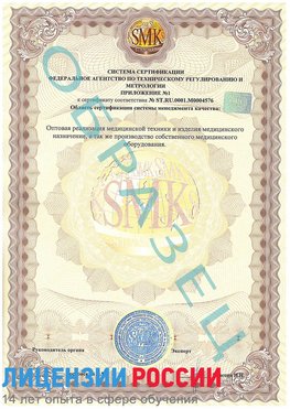 Образец сертификата соответствия (приложение) Курагино Сертификат ISO 13485